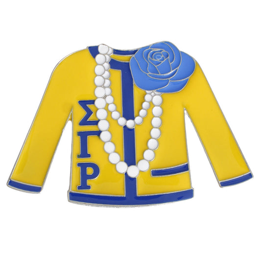 Yellow Blue Sweater Sorority Pin|2.15 x 3.25 inches - Premium Wholesale Jewelry from Pinktown - Just $14! Shop now at chiquestyles