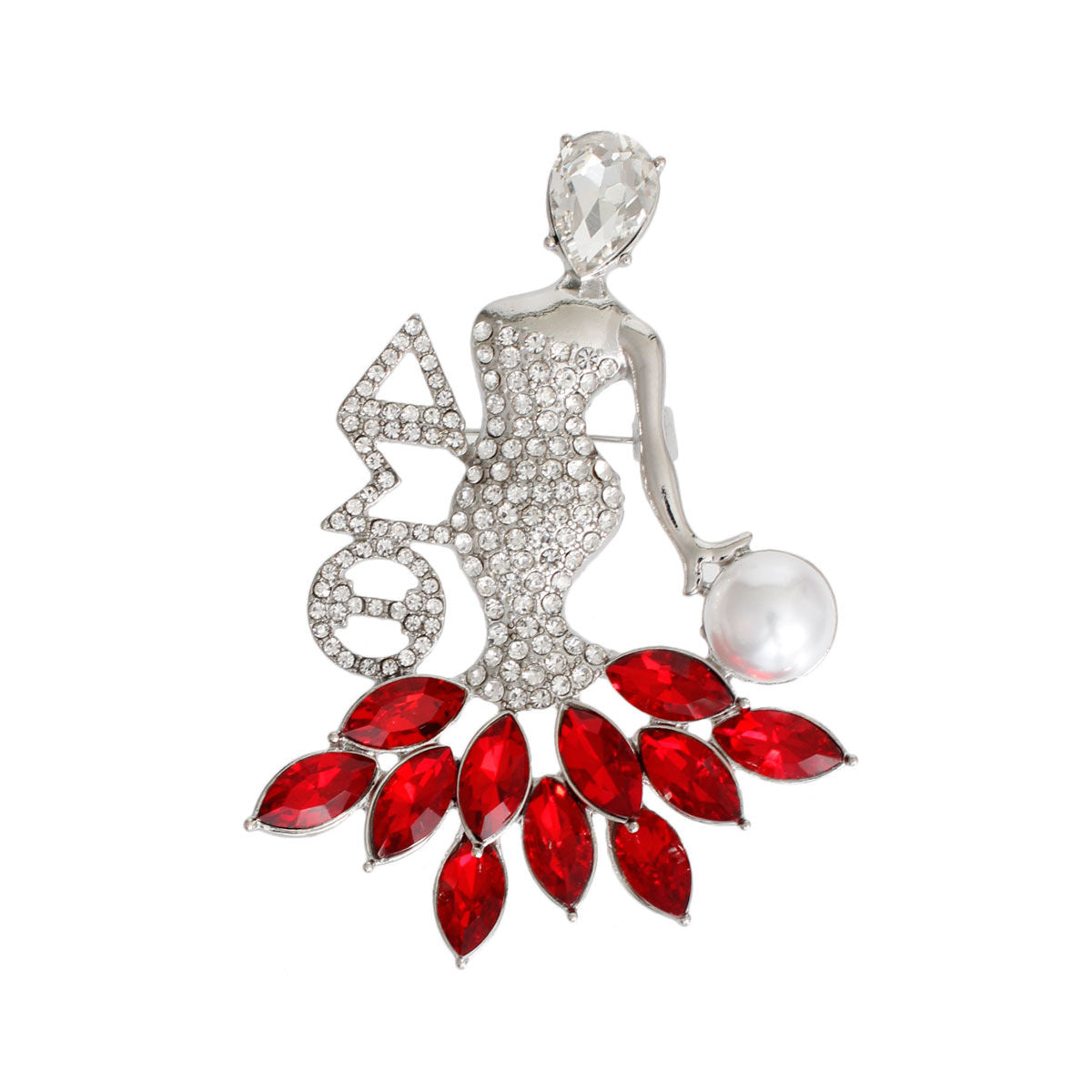 Red Silver Woman DST Pin|3.25 x 2.25 inches - Premium Wholesale Jewelry from Pinktown - Just $16! Shop now at chiquestyles