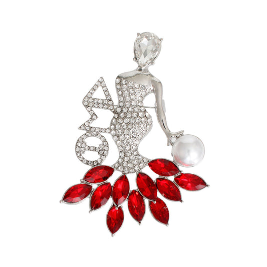 Red Silver Woman DST Pin|3.25 x 2.25 inches - Premium Wholesale Jewelry from Pinktown - Just $16! Shop now at chiquestyles