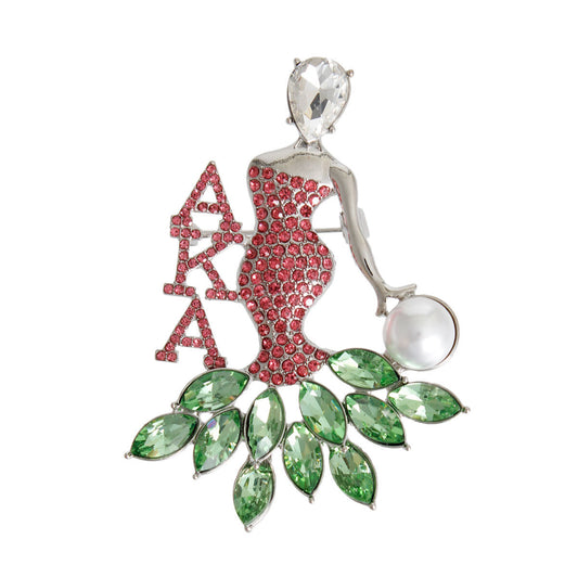 Pink Green Woman Sorority Pin|3.25 x 2.25 inches - Premium Wholesale Jewelry from Pinktown - Just $14! Shop now at chiquestyles