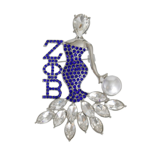 Blue Silver Woman Sorority Pin|3.25 x 2.25 inches - Premium Wholesale Jewelry from Pinktown - Just $16! Shop now at chiquestyles