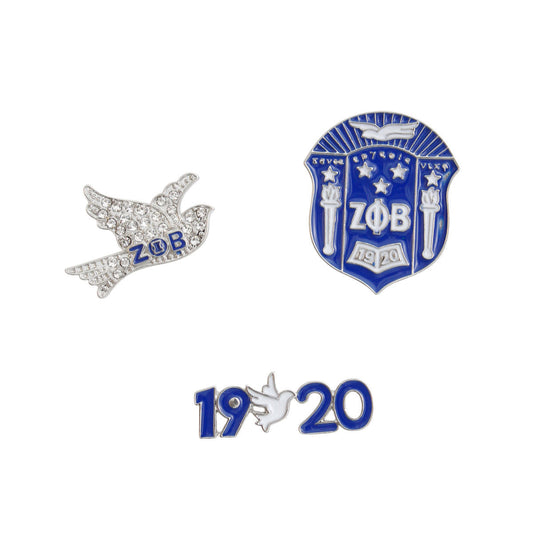 Blue White Sorority Pin Set|1.25 inches - Premium Wholesale Jewelry from Pinktown - Just $16! Shop now at chiquestyles