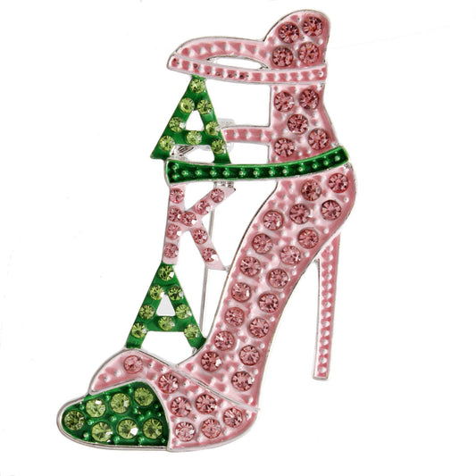 Pink Green Heel Sorority Brooch|2.5 x 1.5 inches - Premium Wholesale Jewelry from Pinktown - Just $13! Shop now at chiquestyles