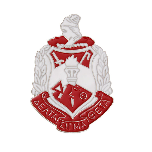 Red White Soror Delta Shield Brooch|2.45 x 1.65 inches - Premium Wholesale Jewelry from Pinktown - Just $15! Shop now at chiquestyles