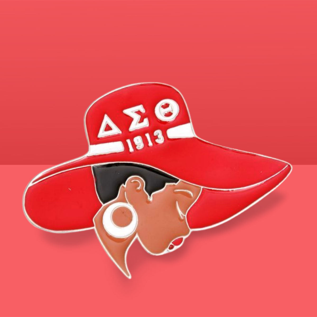 Red White Greek Letter Hat DST Pin|2 x 2.75 inches - Premium Wholesale Jewelry from Pinktown - Just $15! Shop now at chiquestyles