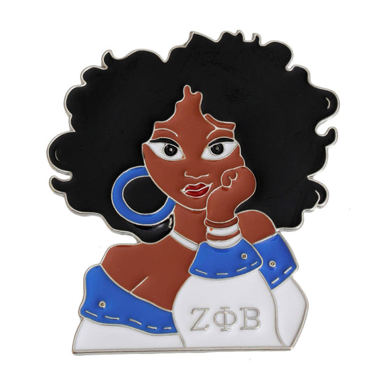 Blue White Curly Hair Woman Pin - Premium Wholesale Jewelry from Pinktown - Just $16! Shop now at chiquestyles