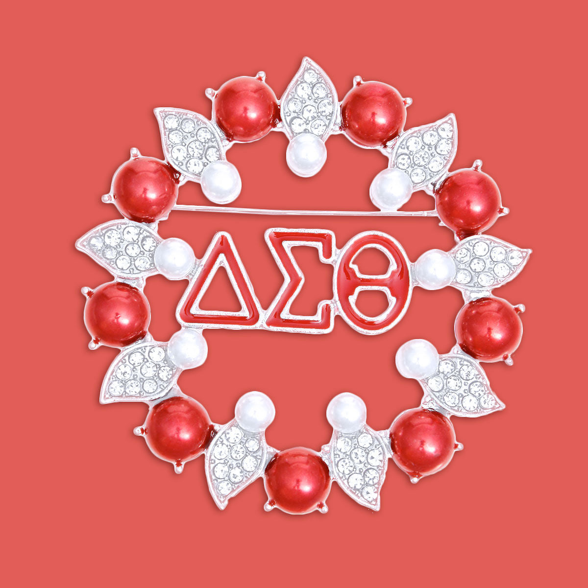 DST Brooch Red White Delta Pearl Pin for Women - Premium Wholesale Jewelry from Pinktown - Just $14! Shop now at chiquestyles