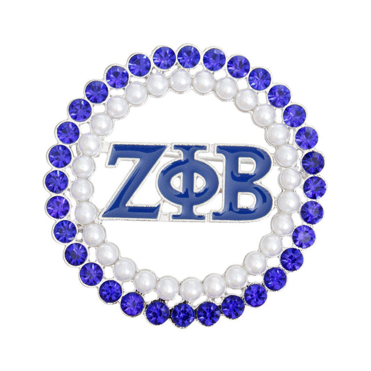 Brooch Blue White Zeta Round Pin for Women - Premium Wholesale Jewelry from Pinktown - Just $12! Shop now at chiquestyles