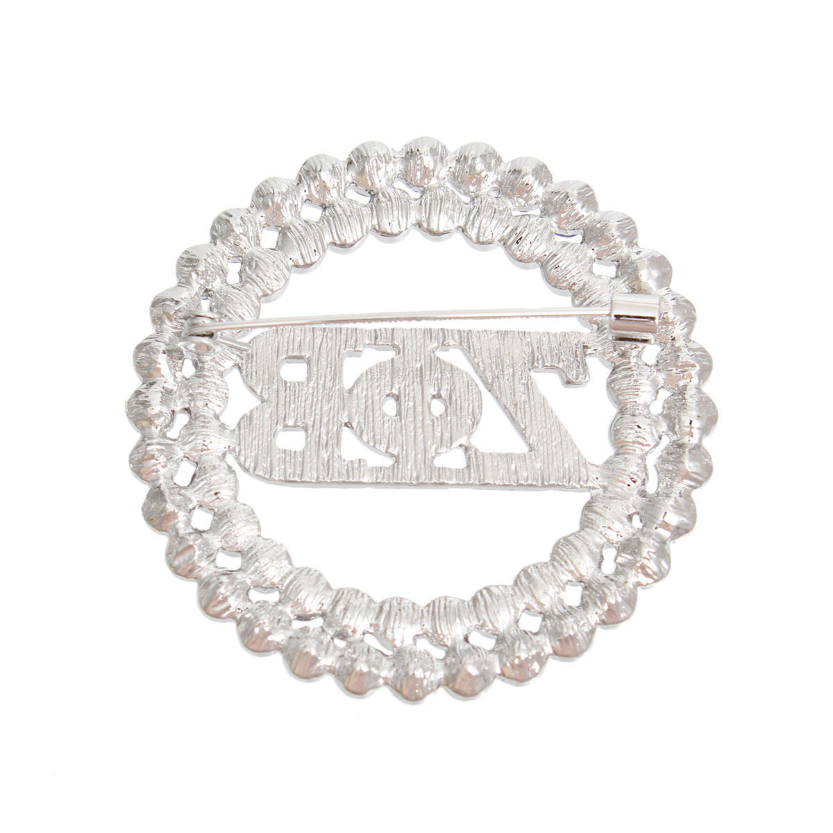 Brooch Blue White Zeta Round Pin for Women - Premium Wholesale Jewelry from Pinktown - Just $12! Shop now at chiquestyles