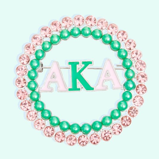Brooch Pink Green AKA Round Pin for Women - Premium Wholesale Jewelry from Pinktown - Just $12! Shop now at chiquestyles