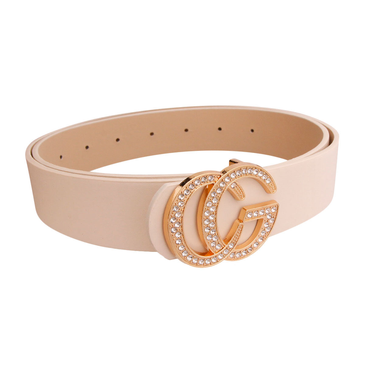Cream and Rhinestone Gold Letter Belt - Premium Wholesale Fashion Accessories from Pinktown - Just $13! Shop now at chiquestyles