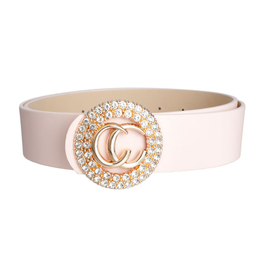Light Pink Vegan Leather Round Buckle Belt - Premium Wholesale Fashion Accessories from Pinktown - Just $14! Shop now at chiquestyles