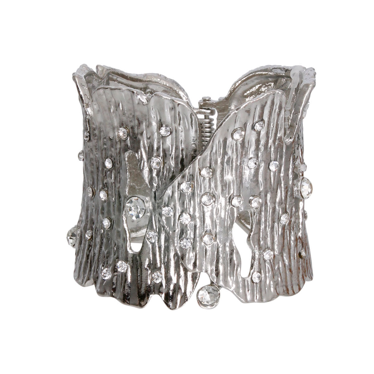 Chunky Silver Tree Bark Hinge Cuff - Premium Wholesale Jewelry from Pinktown - Just $19! Shop now at chiquestyles