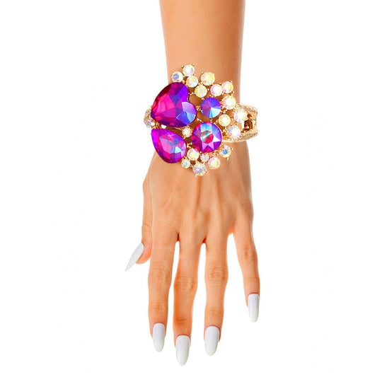 A Full Heart Purple Crystal Cuff|8 inches - Premium Wholesale Jewelry from Pinktown - Just $22! Shop now at chiquestyles
