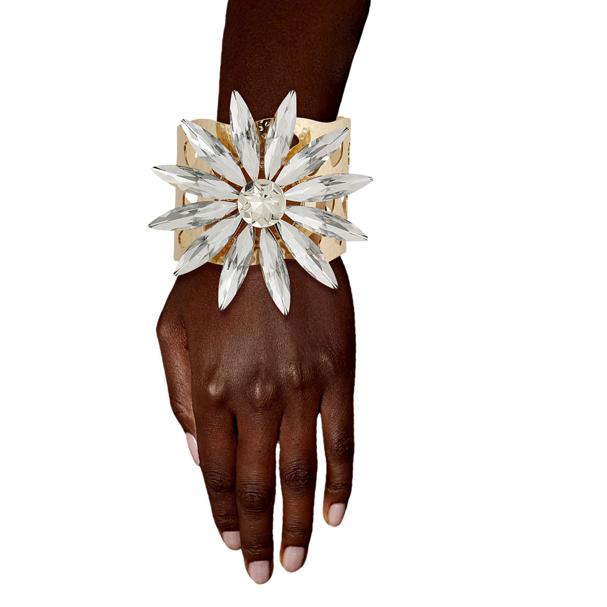Gold Flower Open Cuff|Adjustable - Premium Wholesale Jewelry from Pinktown - Just $25! Shop now at chiquestyles