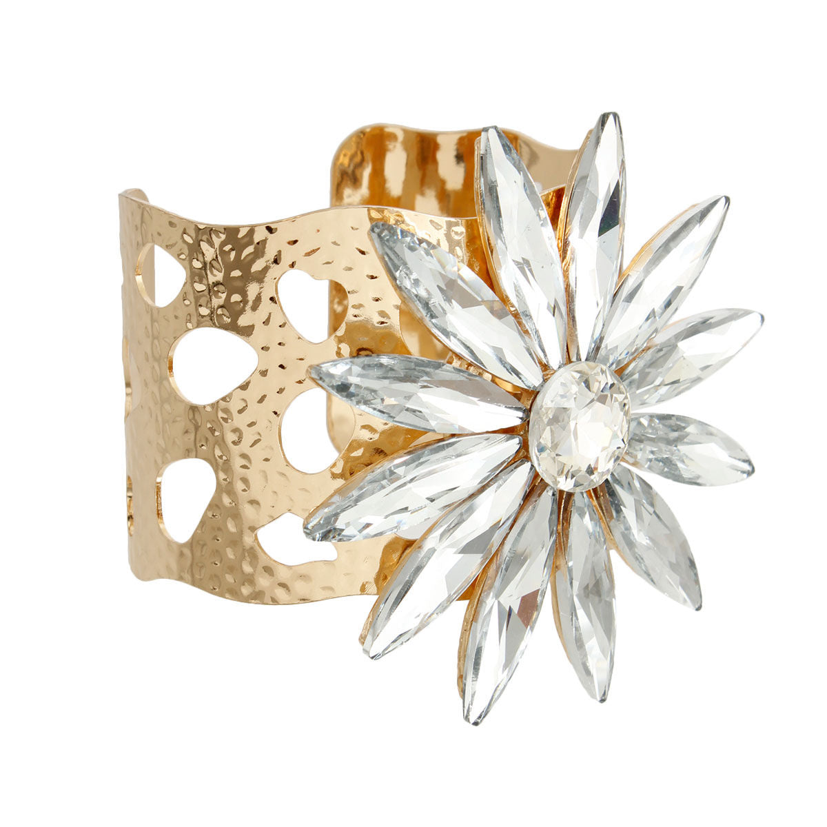 Gold Flower Open Cuff|Adjustable - Premium Wholesale Jewelry from Pinktown - Just $25! Shop now at chiquestyles