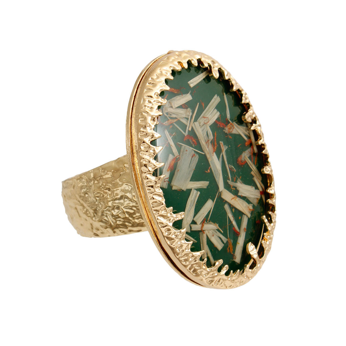 Oval Green Confetti Gold Cuff|8 inches - Premium Wholesale Jewelry from Pinktown - Just $22! Shop now at chiquestyles