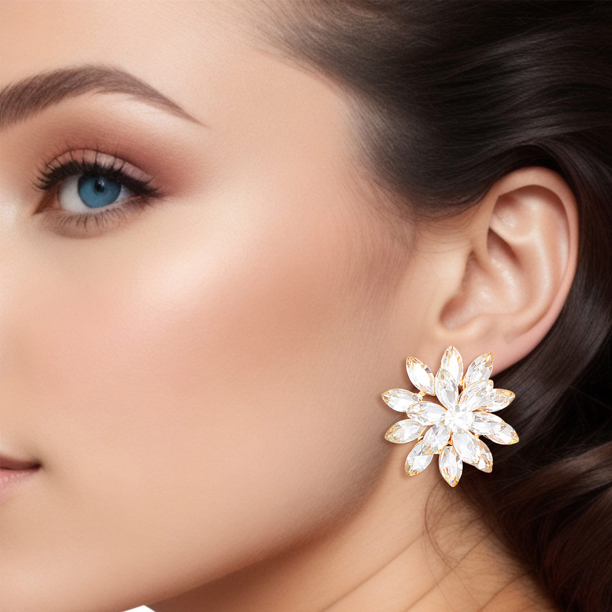 Stud Small Gold Marquise Flower Earrings for Women - Premium Wholesale Jewelry from Pinktown - Just $12! Shop now at chiquestyles