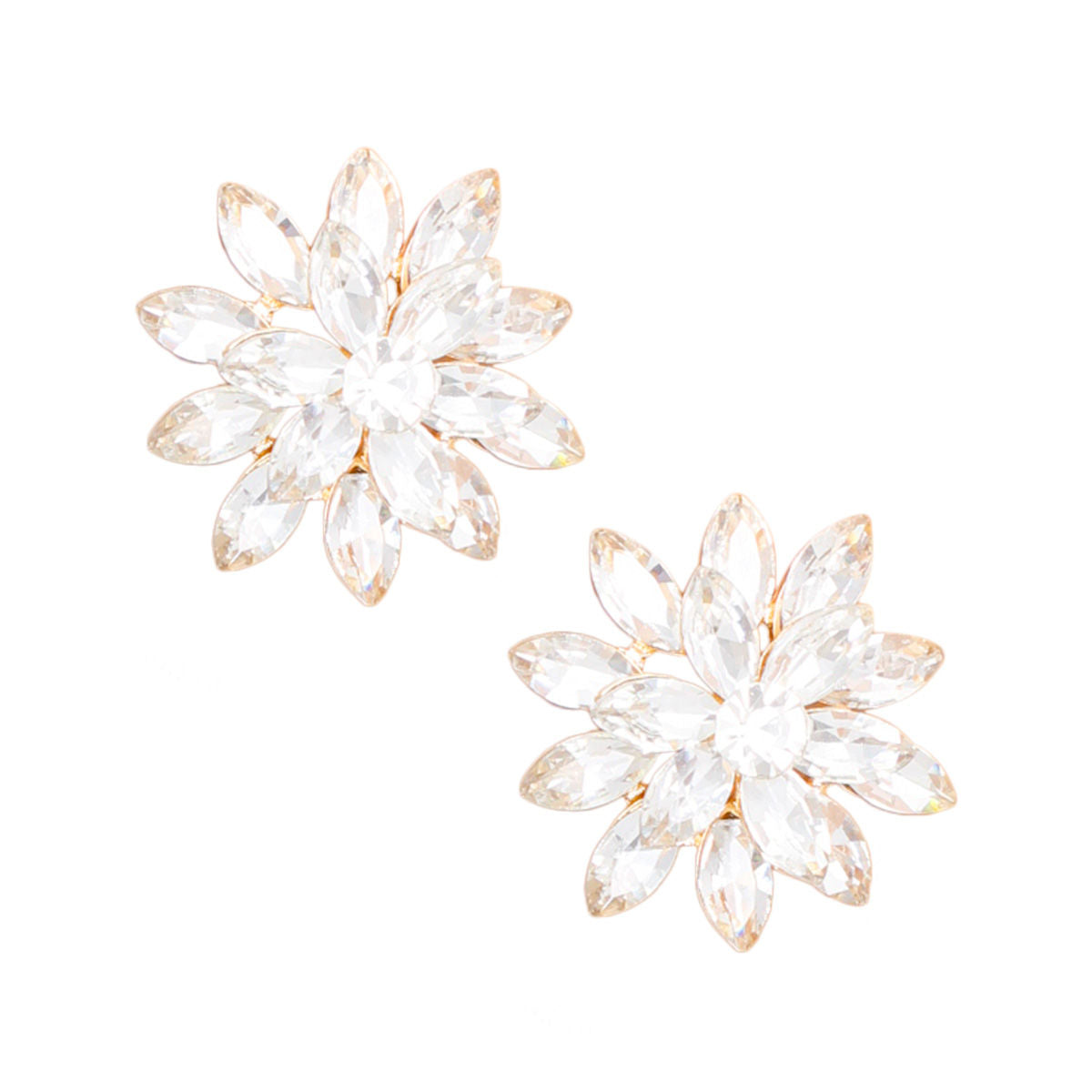 Stud Small Gold Marquise Flower Earrings for Women - Premium Wholesale Jewelry from Pinktown - Just $12! Shop now at chiquestyles