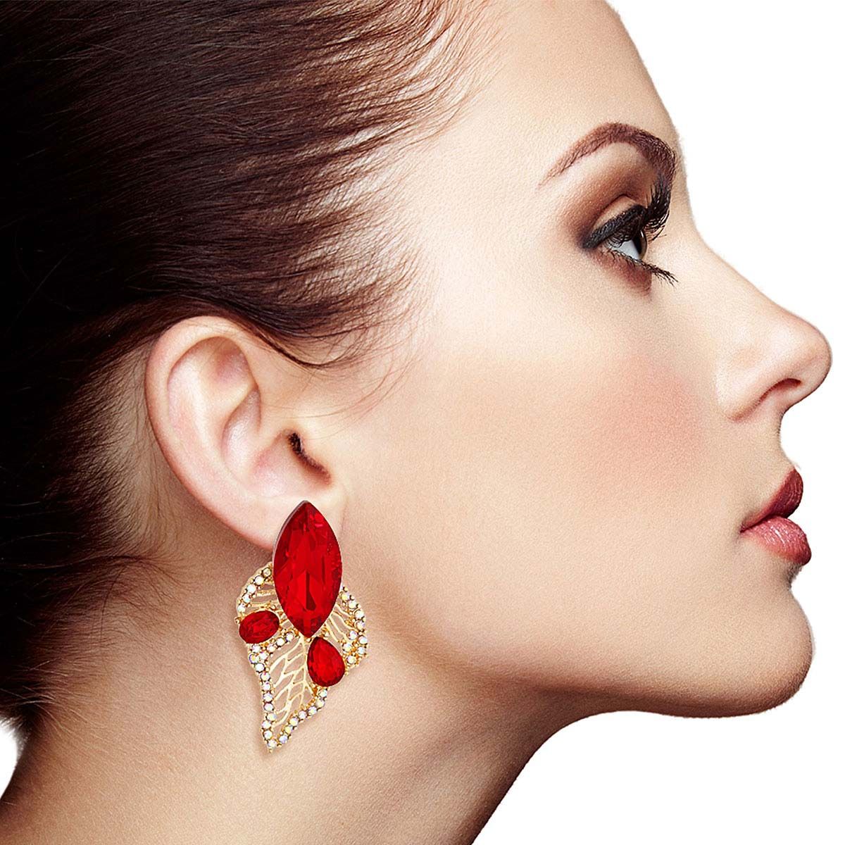 Elegant Red Leaf Stud|2.15 x 1 inches - Premium Wholesale Jewelry from Pinktown - Just $15! Shop now at chiquestyles