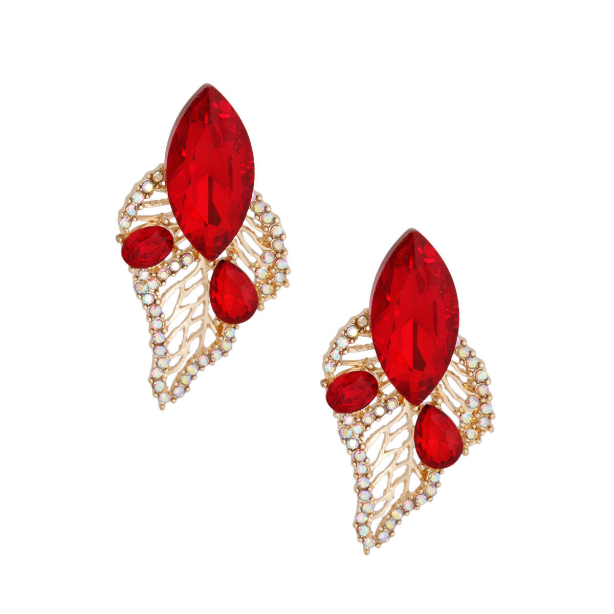 Elegant Red Leaf Stud|2.15 x 1 inches - Premium Wholesale Jewelry from Pinktown - Just $15! Shop now at chiquestyles