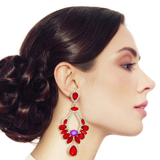 Red Gold Elegant Teardrops|3.25 inches - Premium Wholesale Jewelry from Pinktown - Just $10! Shop now at chiquestyles