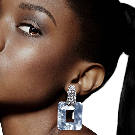 Black Marbled Stone Earrings|2.5 inches - Premium Wholesale Jewelry from Pinktown - Just $10! Shop now at chiquestyles