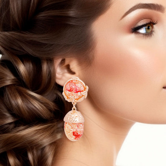 Drop Pink Gold Medium Statement Earrings for Women - Premium Wholesale Jewelry from Pinktown - Just $14! Shop now at chiquestyles