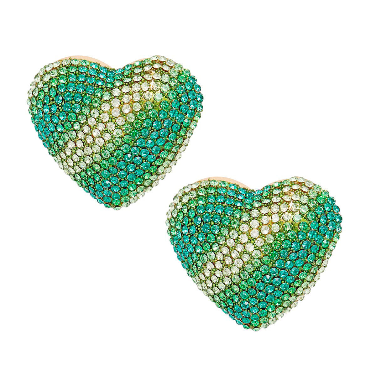 Studs Green Stripe Glam Heart Earrings for Women - Premium Wholesale Jewelry from Pinktown - Just $10! Shop now at chiquestyles