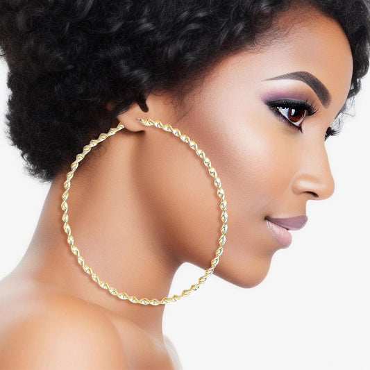 Hoops Large Twisted Gold Earrings for Women - Premium Wholesale Jewelry from Pinktown - Just $6! Shop now at chiquestyles