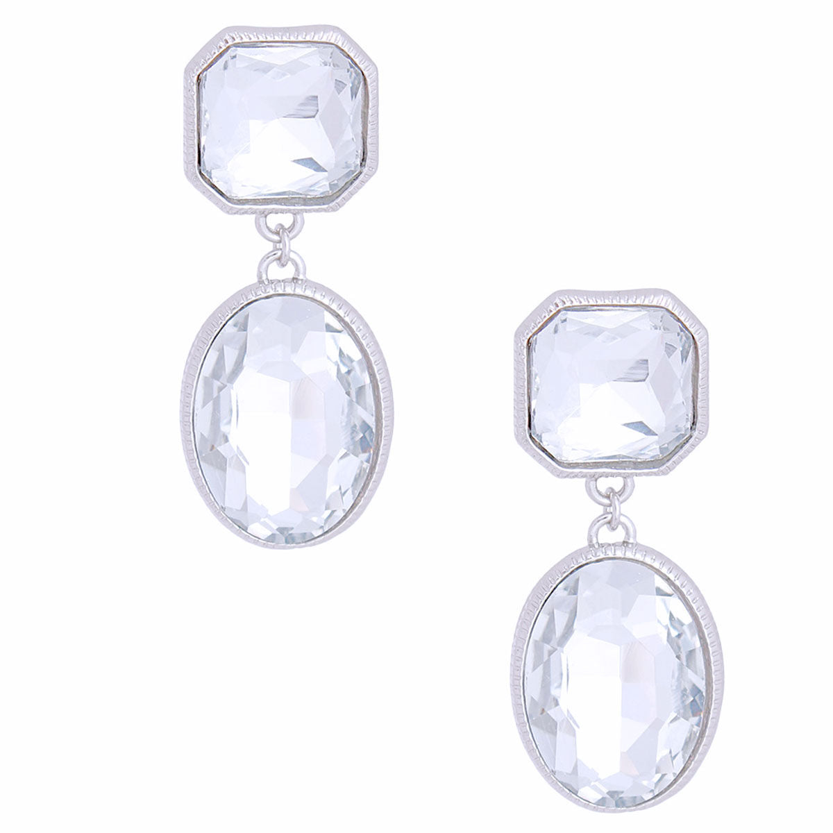 Clip On Silver Medium Crystal Earrings for Women - Premium Wholesale Jewelry from Pinktown - Just $13! Shop now at chiquestyles
