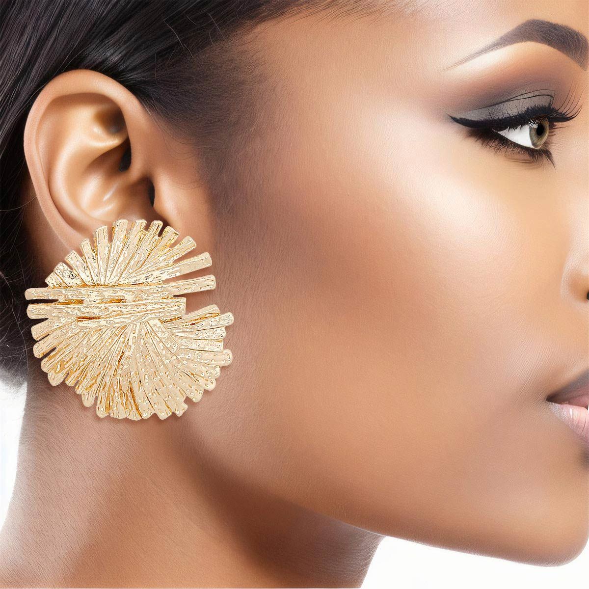 Clip On Gold Medium Metalwork Earrings for Women - Premium Wholesale Jewelry from Pinktown - Just $12! Shop now at chiquestyles