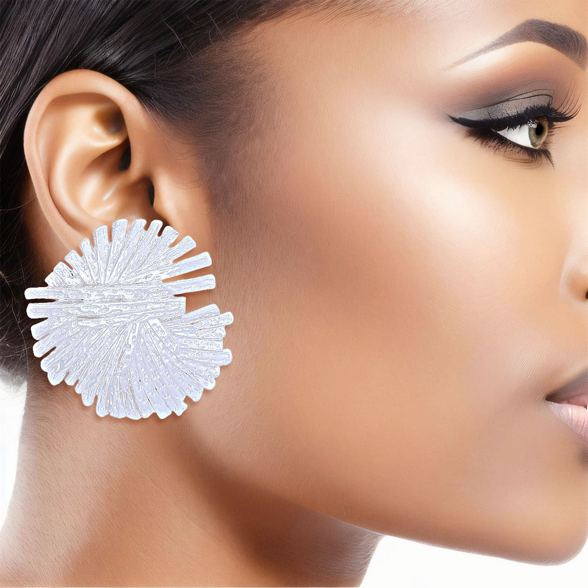 Clip On Silver Medium Metalwork Earrings for Women - Premium Wholesale Jewelry from Pinktown - Just $12! Shop now at chiquestyles