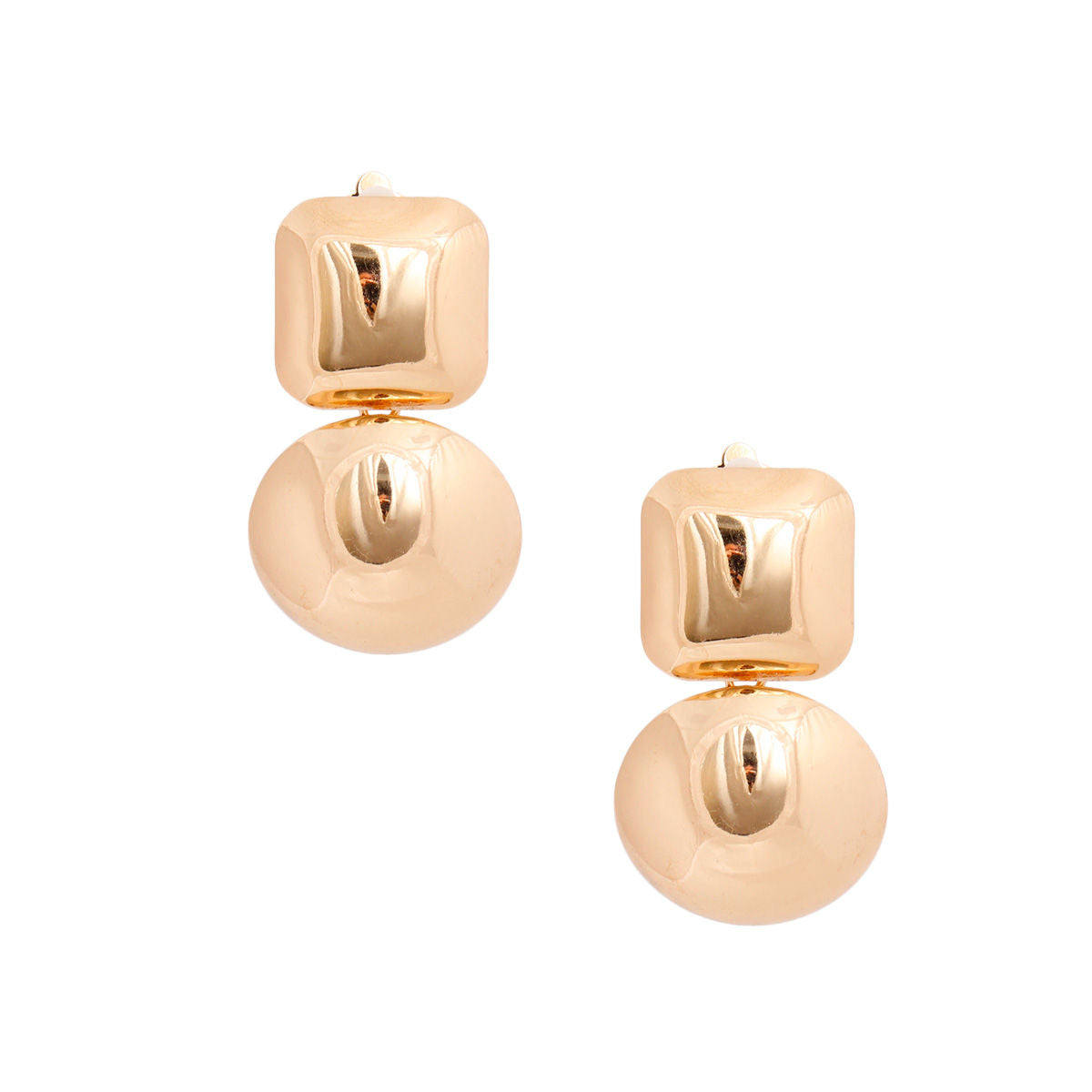 Clip On Gold Medium Geo Dome Earrings for Women - Premium Wholesale Jewelry from Pinktown - Just $12! Shop now at chiquestyles