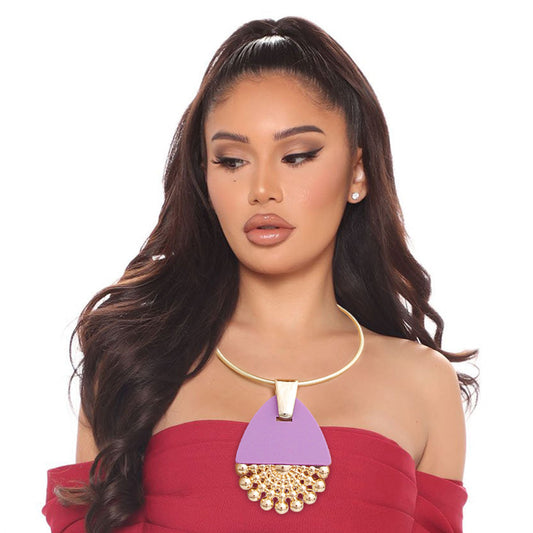 Purple Teardrop Burst Necklace|18 inches - Premium Wholesale Jewelry from Pinktown - Just $17! Shop now at chiquestyles