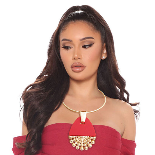 Red Teardrop Burst Necklace|18 inches - Premium Wholesale Jewelry from Pinktown - Just $17! Shop now at chiquestyles