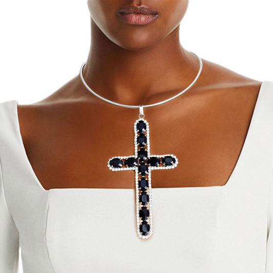 Collar Black Elegant Cross Necklace|20 inches - Premium Wholesale Jewelry from Pinktown - Just $19! Shop now at chiquestyles