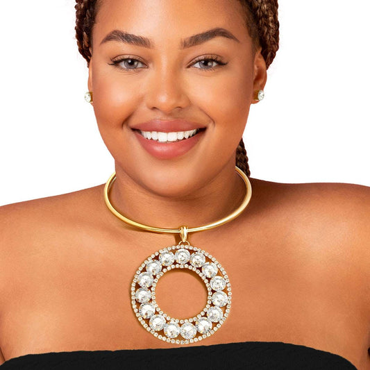 Rigid Gold Halo Circle Necklace|18 inches - Premium Wholesale Jewelry from Pinktown - Just $17! Shop now at chiquestyles