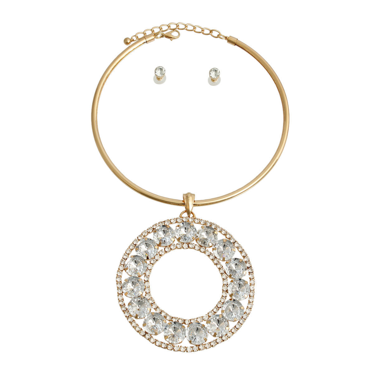 Rigid Gold Halo Circle Necklace|18 inches - Premium Wholesale Jewelry from Pinktown - Just $17! Shop now at chiquestyles