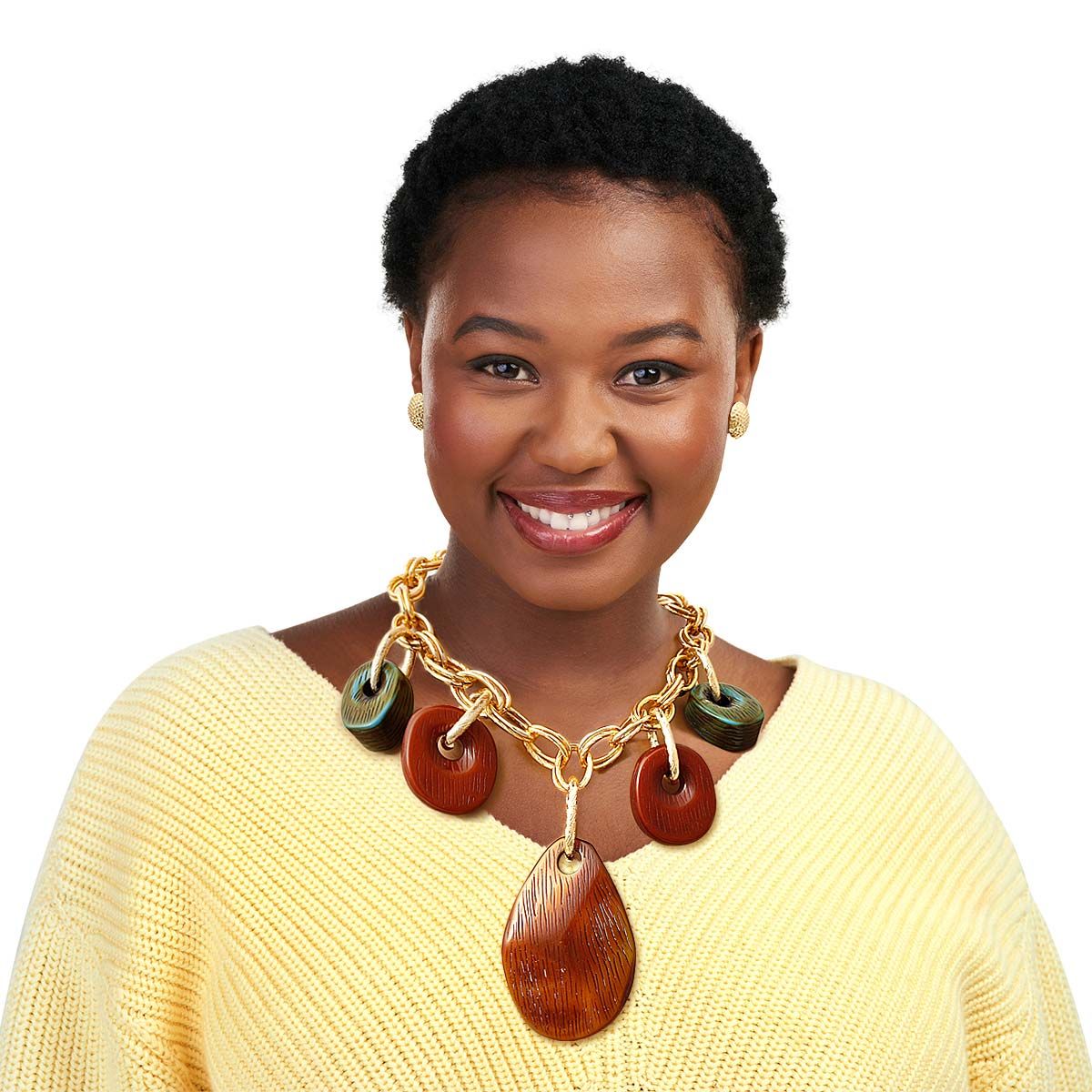 Gold Double Link Bead Necklace|18 inches - Premium Wholesale Jewelry from Pinktown - Just $25! Shop now at chiquestyles