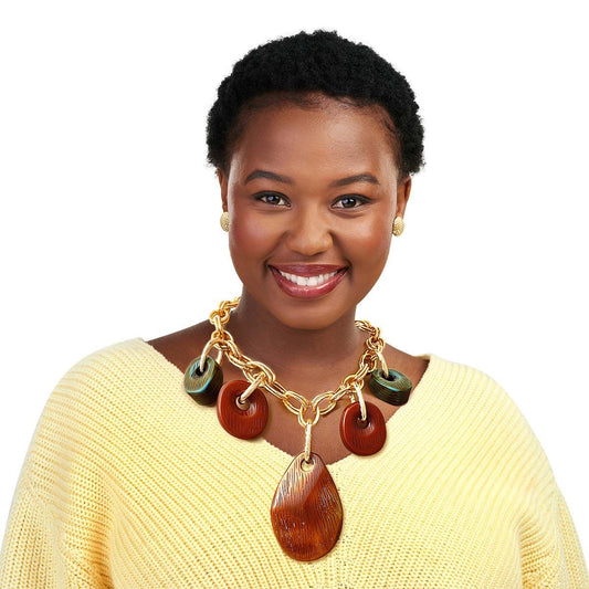 Gold Double Link Bead Necklace|18 inches - Premium Wholesale Jewelry from Pinktown - Just $25! Shop now at chiquestyles