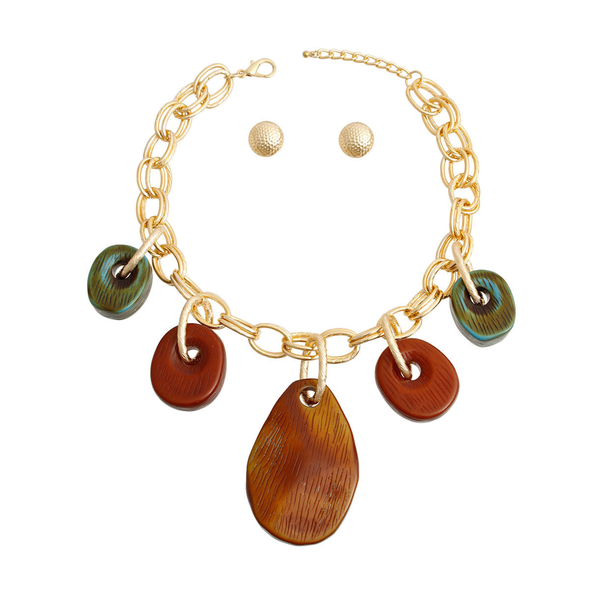 Gold Double Link Bead Necklace|18 inches - Premium Wholesale Jewelry from Pinktown - Just $25! Shop now at chiquestyles