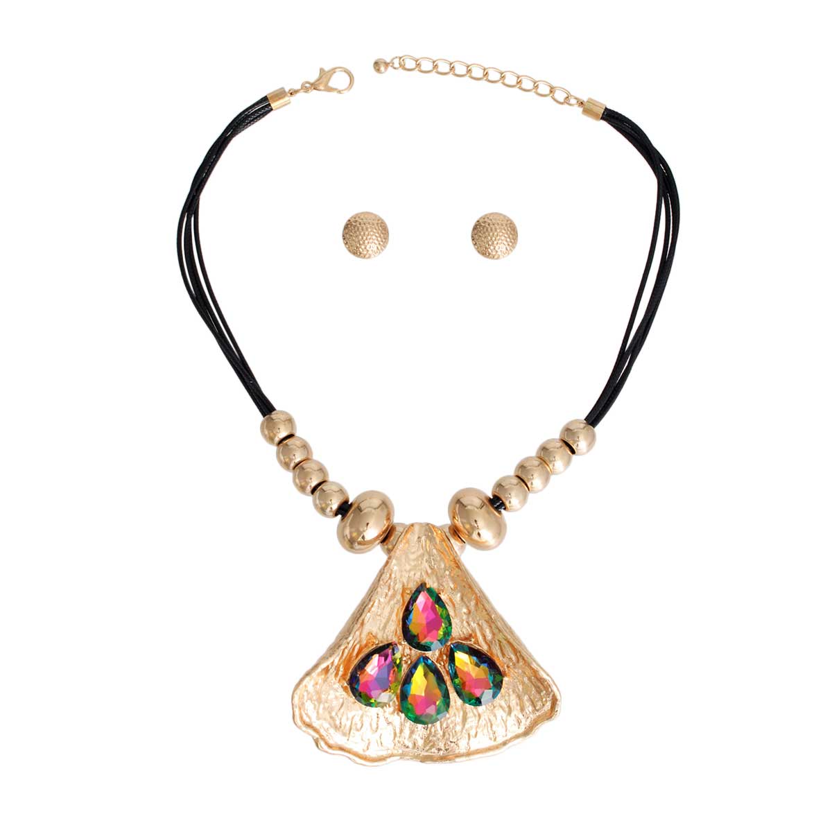 Metal Seashell Pink Green Necklace|18 inches - Premium Wholesale Jewelry from Pinktown - Just $26! Shop now at chiquestyles