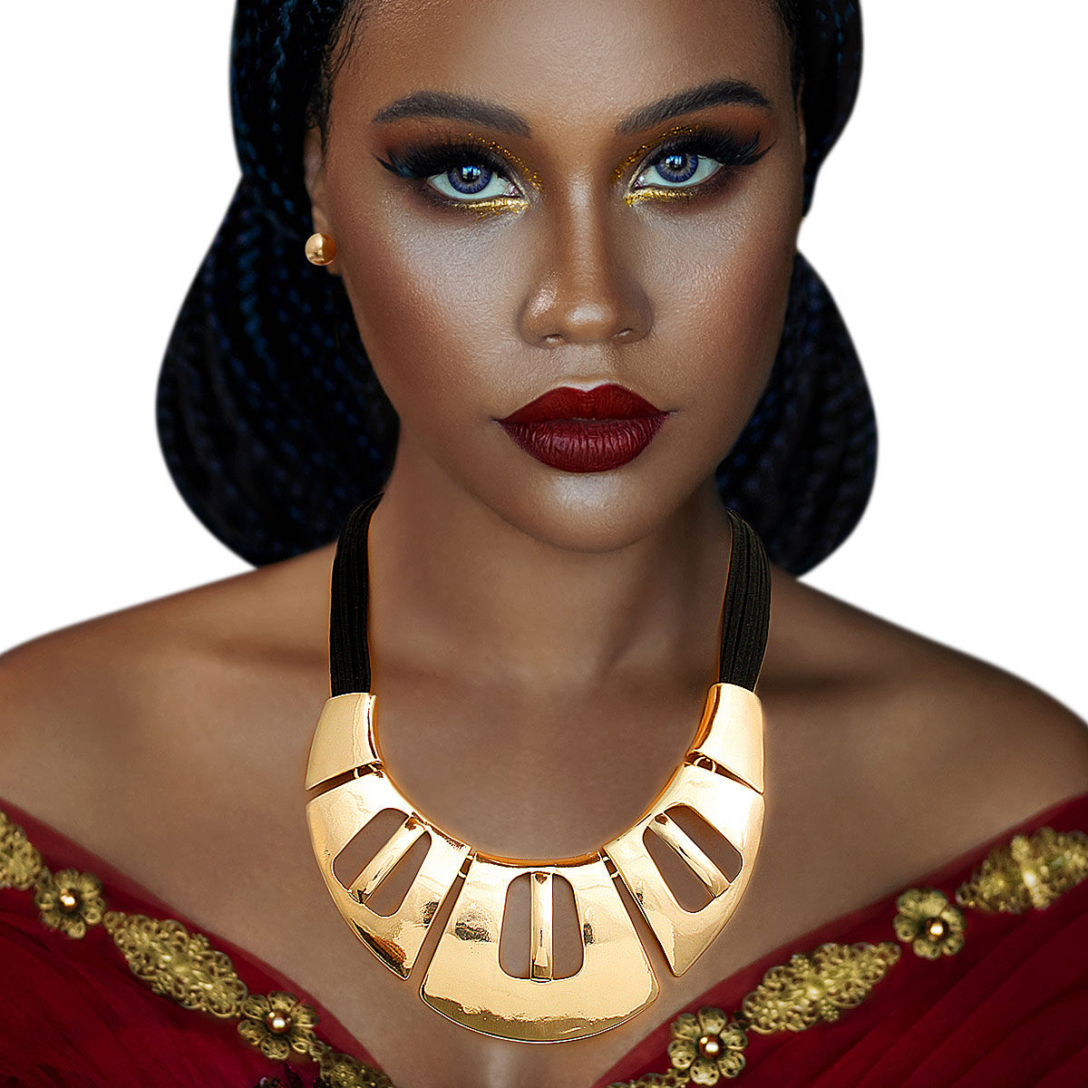 Black Leather Gold Collar Set|20 inches - Premium Wholesale Jewelry from Pinktown - Just $22! Shop now at chiquestyles