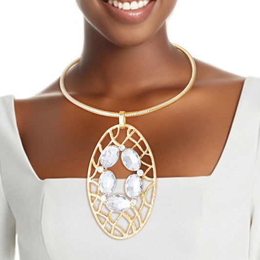 Gold Woven Oval Set|18 inches - Premium Wholesale Jewelry from Pinktown - Just $22! Shop now at chiquestyles