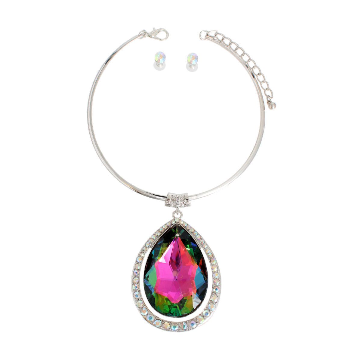 Halo Multi Teardrop Silver Choker|16 inches - Premium Wholesale Jewelry from Pinktown - Just $14! Shop now at chiquestyles