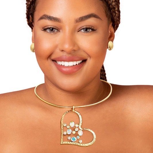 Rigid Gold AURBO Angle Heart Set|18 inches - Premium Wholesale Jewelry from Pinktown - Just $17! Shop now at chiquestyles
