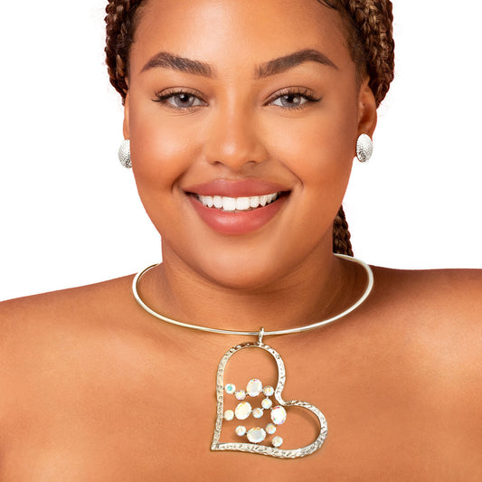 Rigid Silver AURBO Angle Heart Set|18 inches - Premium Wholesale Jewelry from Pinktown - Just $17! Shop now at chiquestyles