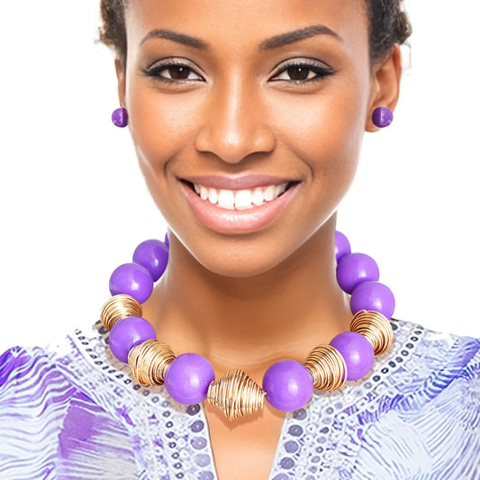 Heavy Purple Tribal Bead Set|20 inches - Premium Wholesale Jewelry from Pinktown - Just $26! Shop now at chiquestyles