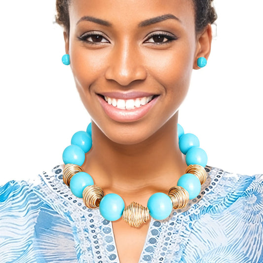 Heavy Teal Tribal Bead Set|20 inches - Premium Wholesale Jewelry from Pinktown - Just $26! Shop now at chiquestyles